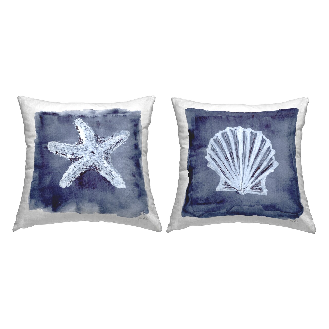 Sea Life on Indigo 2 PC Decorative Printed Throw Pillow Set Design by Patti Bishop, 18 x 7 x 18